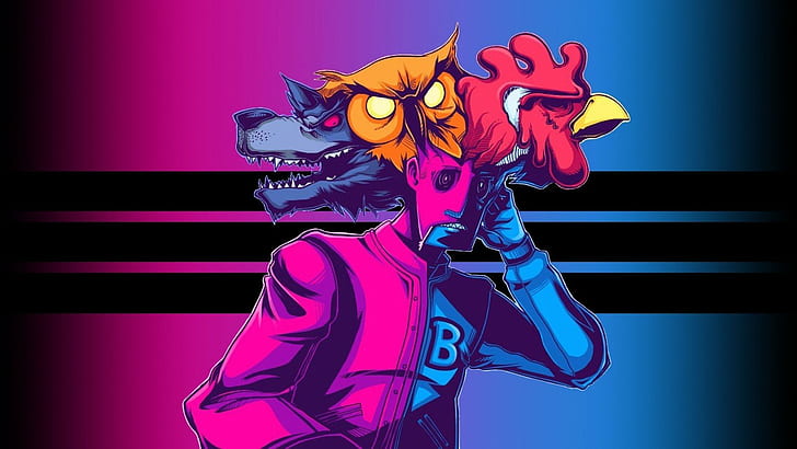 Hotline Miami, Roosters, wolf, HD wallpaper