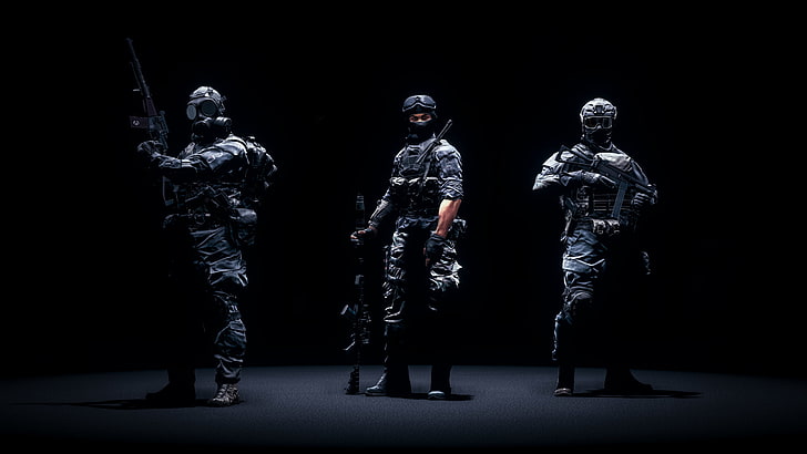 three military soldiers wallpaper, weapons, background, soldiers, Russian, Battlefield 4, HD wallpaper