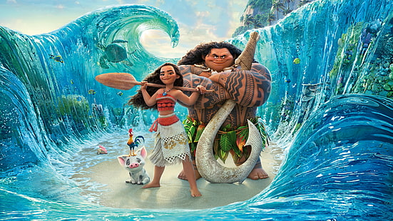 Мауи, лучшие анимационные фильмы 2016 года, Моана, HD обои HD wallpaper