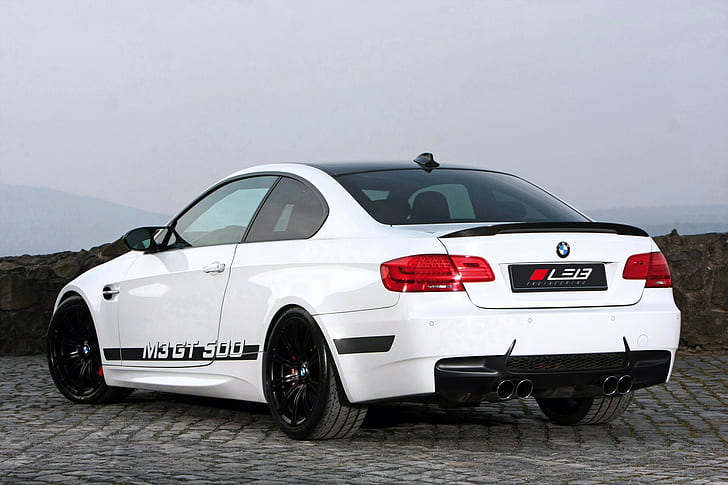 BMW, M3, GT 500, White, white bmw m3 gt 500, street, M3, rear view, GT 500, Coupet, BMW, White, HD wallpaper