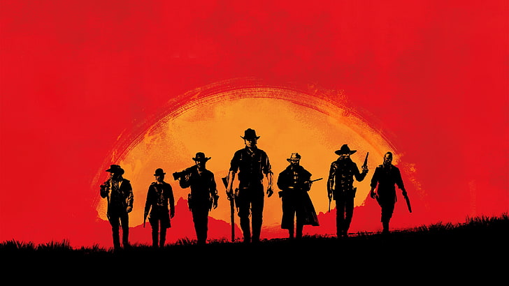 profile of men illustration, Game, Rockstar Games, Red Dead Redemption 2, Gang, HD wallpaper