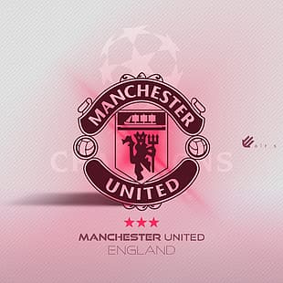 Футбол, Манчестер Юнайтед, логотип, Лига чемпионов, клубы, графический дизайн, креатив, красный, фотография, красочный, HD обои HD wallpaper