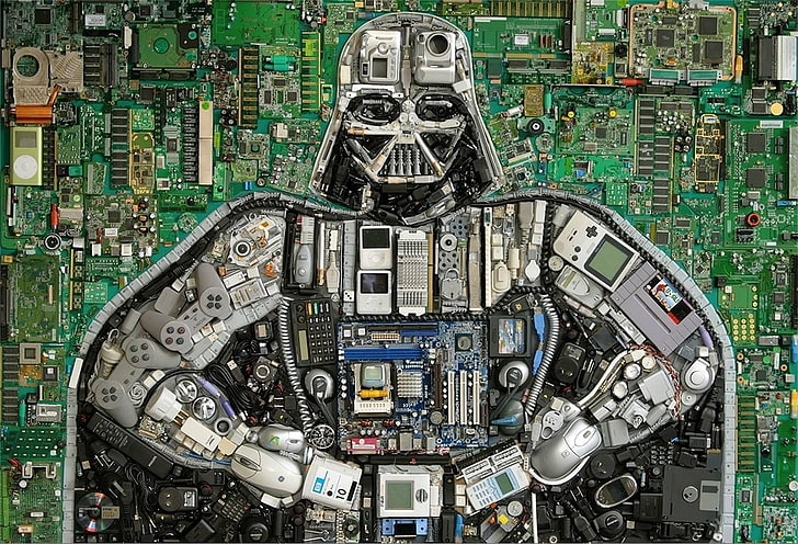 Darth Vader board, Star Wars, motherboards, Darth Vader, circuit boards, hardware, Nintendo, controllers, Ipod, computer mice, floppy disk, PCB, HD wallpaper