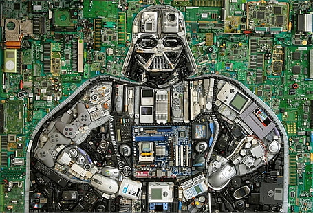 Darth Vader kurulu, Star Wars, anakartlar, Darth Vader, devre kartları, donanım, Nintendo, kontrolörleri, Ipod, bilgisayar fareleri, disket, PCB, HD masaüstü duvar kağıdı HD wallpaper