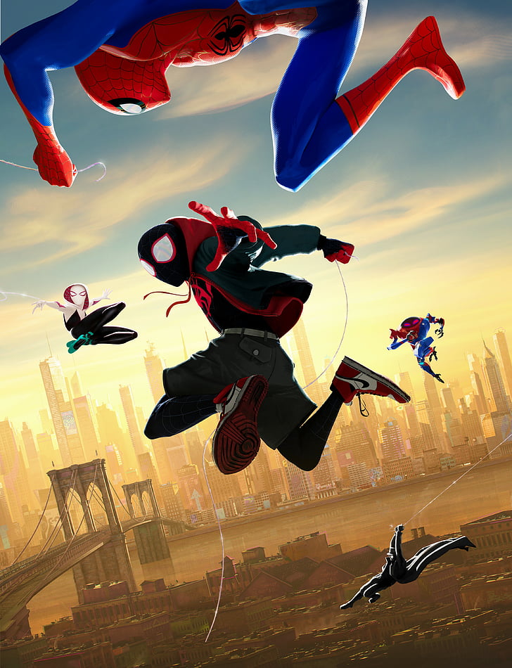 Spider-Man: Vers le Spider-Verse, Animation, Action, Aventure, 2018, Fond d'écran HD, fond d'écran de téléphone