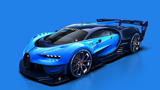 Fondo de pantalla 3D azul y negro del coche deportivo Ducatti, Bugatti Vision Gran Turismo, Bugatti, Grand Sport, coche deportivo, Fondo de pantalla HD HD wallpaper