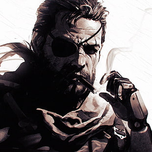 smoking man digital wallpaper, Venom Snake, Metal Gear Solid V: The Phantom Pain, Ilya Kuvshinov, Metal Gear, Metal Gear Solid, HD wallpaper HD wallpaper
