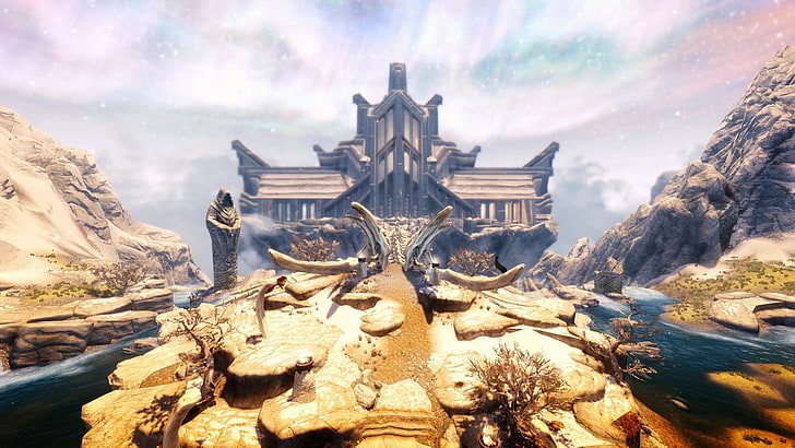 graphique de temple en béton gris, The Elder Scrolls V: Skyrim, Fond d'écran HD
