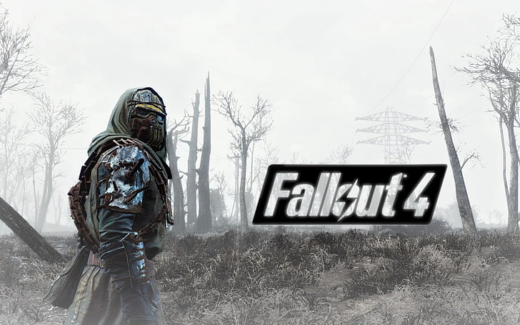 Plakat z gry Fallout 4, Fallout 4, zbroja, żołnierz, pole, Tapety HD