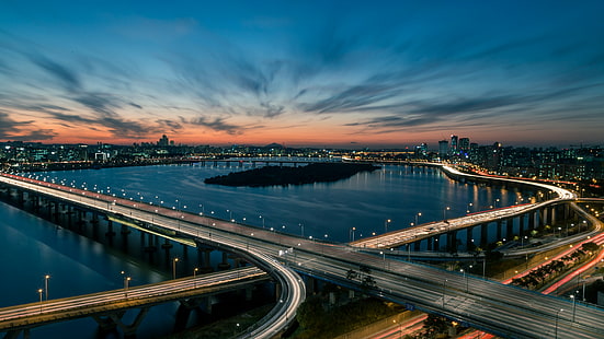 Fiume Han, ponte, Seoul, Corea del Sud, 5K, Sfondo HD HD wallpaper