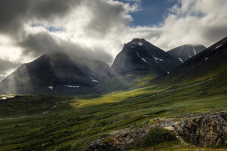 Suécia, natureza, montanhas, nuvens, paisagem, HD papel de parede