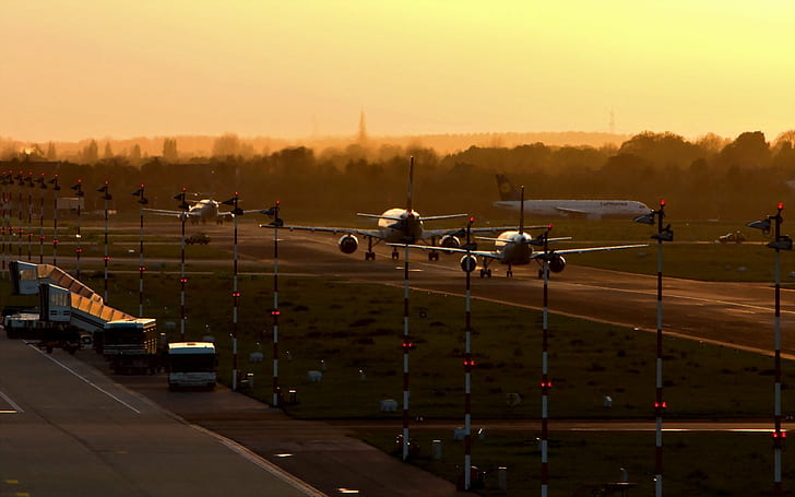 طائرة ، مطار ، مدرج، خلفية HD