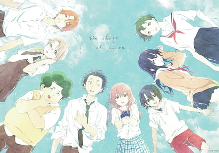 Ilustracja kształtu głosu, anime, Koe No Katachi, Shouko Nishimiya, Shouya Ishida, Yuzuru Nishimiya, Tapety HD HD wallpaper