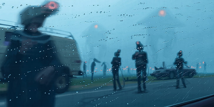 차량 앞 유리, Simon Stålenhag, 삽화, HD 배경 화면