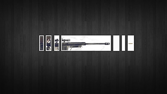 papel de parede preto rifle sniper, rifle sniper, colagem, atiradores, meninas anime, HD papel de parede HD wallpaper