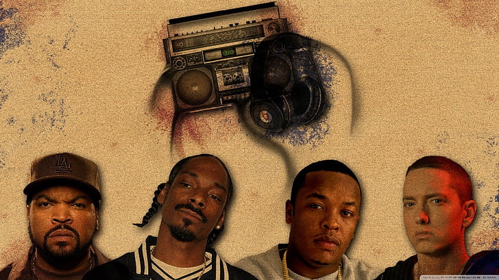 Ice Cube, Snoop Dog, Eminem e Doctor Dre, costa oeste, Snoop Dogg, rap, Dr. Dre, Eminem, aparelhos de som, hip hop, música, HD papel de parede