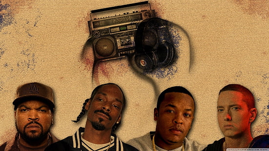 Ice Cube, Snoop Dog, Eminem และ Doctor Dre, ฝั่งตะวันตก, Snoop Dogg, แร็พ, Dr. Dre, Eminem, สเตอริโอ, ฮิปฮอป, ดนตรี, วอลล์เปเปอร์ HD HD wallpaper