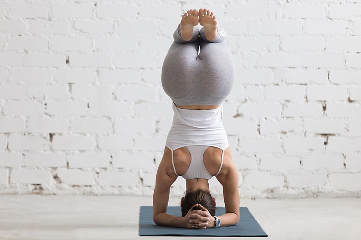 women's gray leggings, woman, female, workout, yoga, HD wallpaper