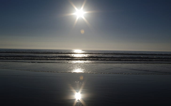 photography, nature, landscape, reflection, Sun, beach, sea, water, California, HD wallpaper