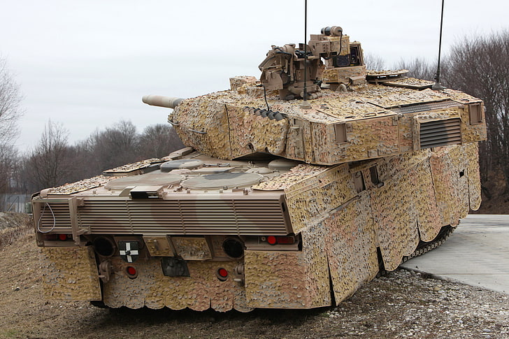 carro armato di battaglia marrone, carro armato, armatura, equipaggiamento militare, Leopard 2A7 +, Sfondo HD