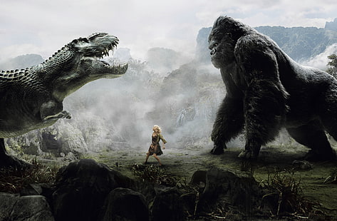 Кинг-Конг, T-Rex, Наоми Уоттс, HD обои HD wallpaper