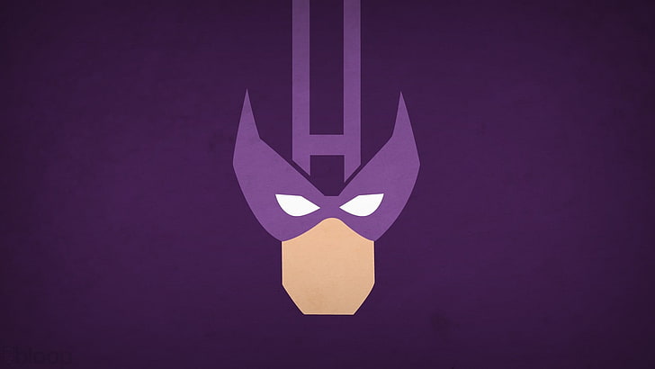 фиолетовая маска цифровые обои, минимализм, простой фон, Соколиный Глаз, Marvel Comics, Marvel vs. Capcom 3, супергерой, комиксы, герой, Blo0p, HD обои