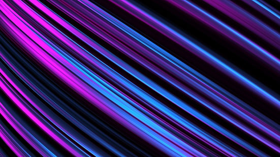 líneas, rayas, resumen, oblicuamente, oscuro, brillo, arte digital, azul, púrpura, 3d, luz, línea, brillante, movimiento, ilustración, Fondo de pantalla HD HD wallpaper