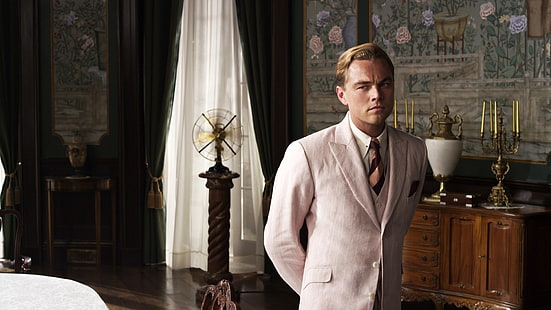 เสื้อสูทผู้ชายสีเทาภาพยนตร์ Leonardo DiCaprio ผู้ชายนักแสดง, วอลล์เปเปอร์ HD HD wallpaper