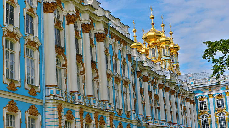Peterhof, Russia, San Pietroburgo, Leningrado, palazzo, natura, Sfondo HD