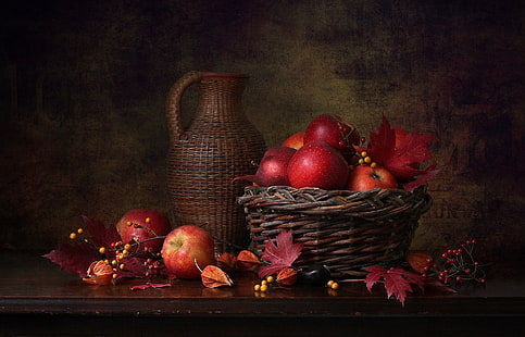 Photography, Still Life, Apple, Basket, Fruit, HD wallpaper HD wallpaper