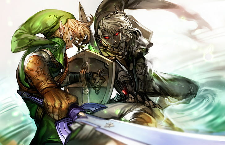Иллюстрация Nintendo Link, Легенда о Zelda, Ссылка, Темная Связь, Мастер Меч, HD обои