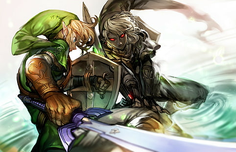 Ilustración de Nintendo Link, The Legend of Zelda, Link, Dark Link, Master Sword, Fondo de pantalla HD HD wallpaper