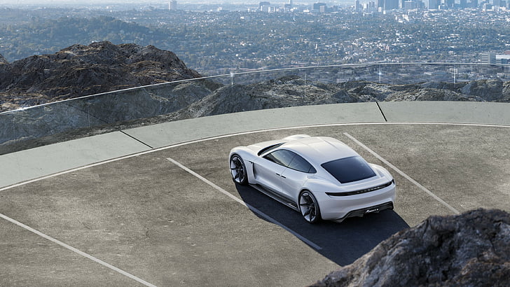 بورش تايكان ، سيارات كهربائية ، سيارة خارقة ، 800 فولت ، أبيض، خلفية HD