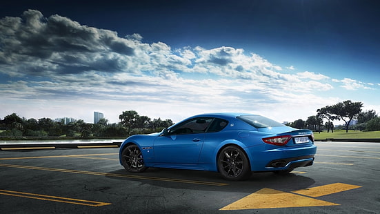 hatchback biru 5 pintu, Maserati, Maserati GranTurismo, olahraga maserati granturismo, Wallpaper HD HD wallpaper