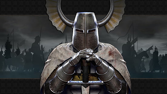 gri şövalye resmi, Toplam Savaş, Ortaçağ II: Toplam Savaş, Şövalye, Tötonik, HD masaüstü duvar kağıdı HD wallpaper