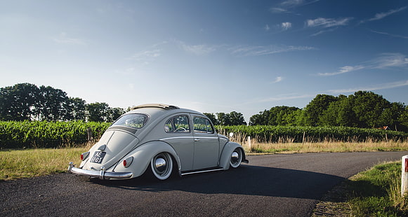 abu-abu Volkswagen Beetle coupe, kendaraan, mobil, Volkswagen Beetle, tuning, Wallpaper HD HD wallpaper