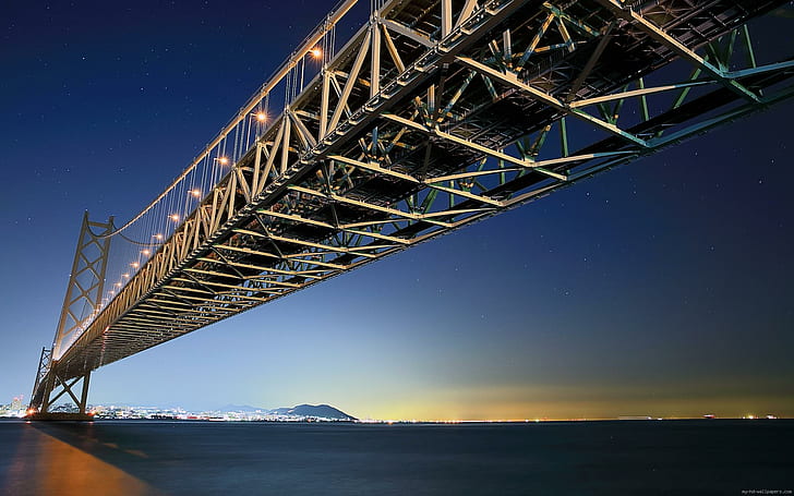 Мост Акаси Кайко, мост через залив Окленд, мост, мир, Япония, Акаши, город, HD обои