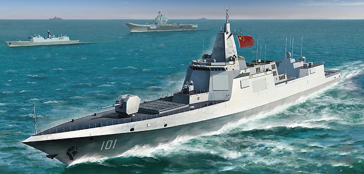 중국, 구축함, PLA NAVY, 중국 해군 Type 055 DDG 대형 구축함, pla, Type 055, HD 배경 화면
