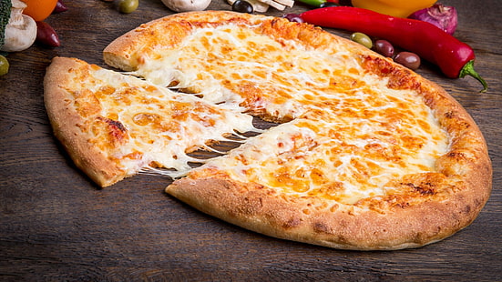 hidangan, keju pizza, pizza, masakan, makanan, makanan eropa, makanan italia, pizza Sisilia, Wallpaper HD HD wallpaper
