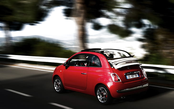 2010 Fiat 500C Speed, red coupe, Fiat 500C, HD wallpaper