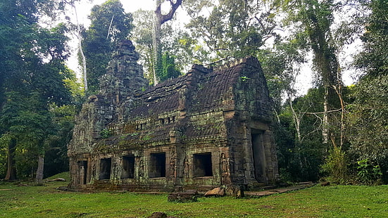 ангкор, искусство, азия, здание, спокойствие, камбоджа, лес, кхмерский, пейзаж, памятник, природа, мир, религия, отдых, безмятежность, камни, храм, спокойствие, дзен, HD обои HD wallpaper