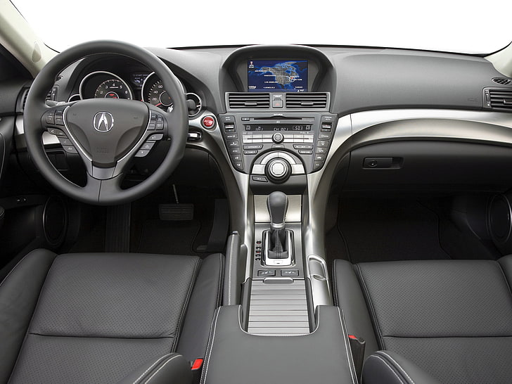 gray Acura vehicle interior, acura, tl, 2008, salon, interior, steering wheel, speedometer, HD wallpaper