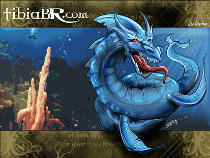 Tibia, PC gaming, RPG, dragon, HD wallpaper HD wallpaper