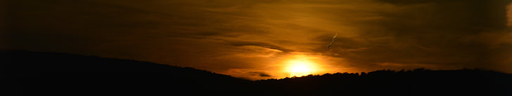 lanskap, layar tiga, matahari terbenam, Wallpaper HD
