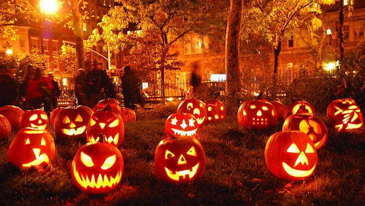 Хэллоуин, Джек о фонарь, тыква, освещение, традиция, ночь, осень, фестиваль, HD обои