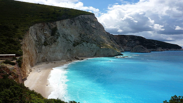 nature, landscape, sea, beach, Greece, HD wallpaper