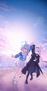 anime, garotas de anime, Blue Archive, arona (arquivo azul), mar, HD papel de parede HD wallpaper