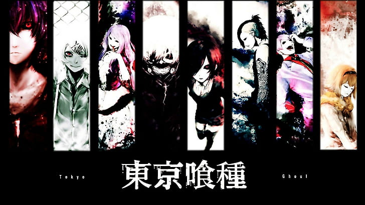 Anime, Tokyo Ghoul, Ayato Kirishima, Hinami Fueguchi, Juuzou Suzuya, Ken Kaneki, Rize Kamishiro, Shū Tsukiyama, Touka Kirishima, Uta (Tokyo Ghoul), HD wallpaper