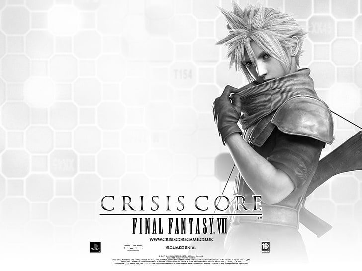 Wallpaper Final Fantasy 7 Cloud Strife, Final Fantasy, Crisis Core: Final Fantasy VII, Black & White, Cloud Strife, Wallpaper HD