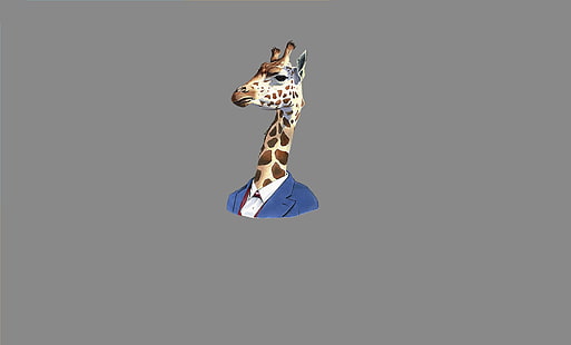 brun giraff clipart, giraffer, gentleman, minimalism, djur, enkel bakgrund, HD tapet HD wallpaper